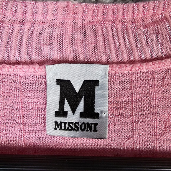Missoni Women Pink Knit Cardigan Size 42 Handkerchief Hem Open Front Luxury - Picture 6 of 16